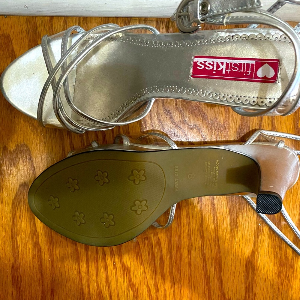Silver heels size 8